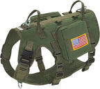 Forestpaw Dog Harness for Large Dogs,Tactical Dog Harness with Handle,No Pull Military Service Dog Vest with Pockets Adjustable for Walking Training,Green,Chest 21.5-45"