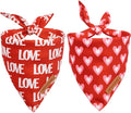 Realeaf Valentine's Day Dog Bandanas 2 Pack, Triangle Reversible Love Pet Scarf for Boy and Girl, Premium Durable Fabric, Holiday Mothers Day Bandana for Small and Medium Dogs (Small)