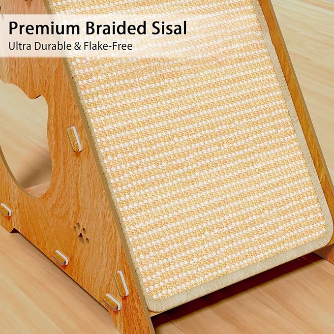 Sisal Cat Scratcher, 22.44 x 14.56 x 11.41 Inch Natural Scratching Post, Cat Scratch Pad for Wall and Couch, Durable Toy for Indoor Kittens