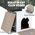 Cardboard Cat House with 2 Story Scratch Pads - Cat Play House for Indoor Cats - Corrugated Scratcher Box - Hideout for Small Animals