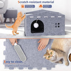 Cat House for Indoor Cats, Cat Beds Peekaboo Pet Cave with Fluffy Ball and Catnip Toy for Multiple Large Cats Up to 33 Lbs Foldable Cat Hideaway Scratch Resistant for Kitten Kitty (Grey