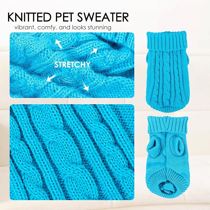 2 Pieces Chihuahua Sweater Dog Clothes for Small Dogs, Dog Sweaters for Small Dogs, Turtleneck Knitted Chihuahua Yorkie Sweater Xs