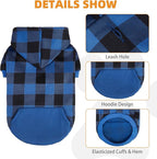 KOOLTAIL Plaid Dog Hoodie Pet Clothes Sweater with Hat and Pocket for Small Medium Large Size Dogs, Soft Winter Warm Dog Cold Weather Coat, Fleece Fall Dog Hooded Sweatshirt for Puppy Cats, Blue XL