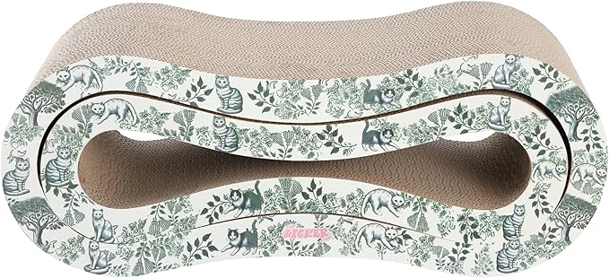 CSR1014F Suvi 26" Modern Cardboard Infinity 2-in-1 Lounge Bed Cat Scratcher with Catnip, Garden Cats