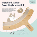 Hepper Hi-Lo Cardboard Cat Scratcher with Real Wood & Metal Frame - 3-Position Cat Scratchers for Indoor Cats - Curved Cat Scratching Board Activates Muscles - Cat Scratching Post for Large Cats