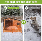 Outdoor Dog House Heated Dog Kennel with Insulated & Heating Pad Large Dog Kenne for Small & Medium & Large Dogs in Winter,All-Around Heavy-Duty Iron Frame