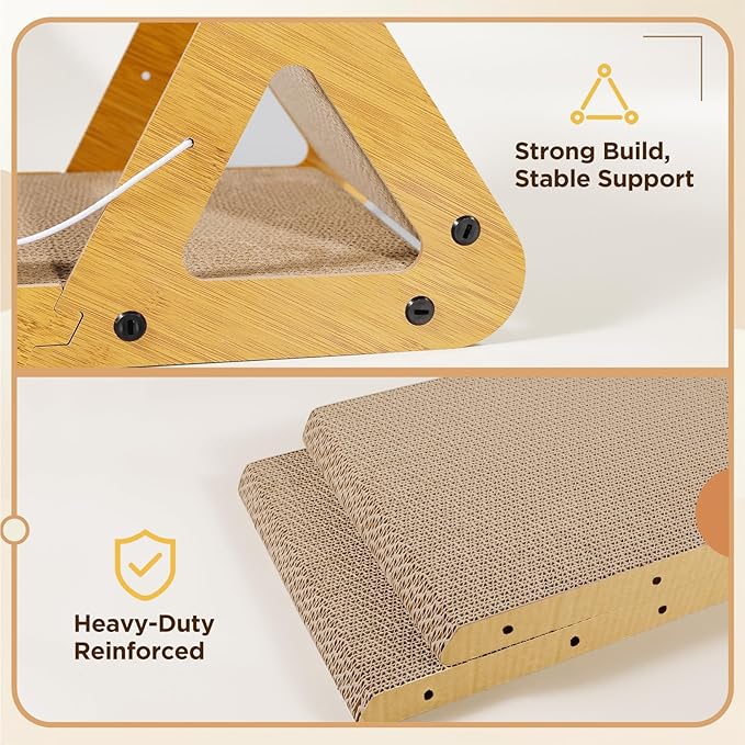 Gimars Wood Grain A-Shape Cat Scratcher, MZB-AS-M