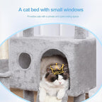 Hey-brother Cat Tree Tower, Scratching Posts with Removable Toys, Cozy Condo, Platform, Hammock, Sisal Scratch Board and Ball for Indoor Kittens, 41.3 Inches, Light Gray MPJ008SW