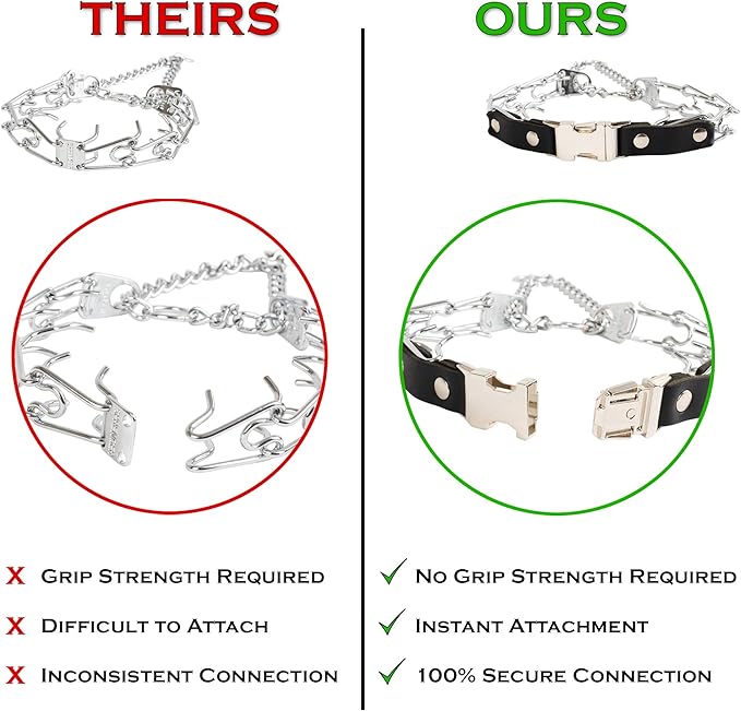 Herm Sprenger Prong Collar for Dog Training with Easy Quick Release Buckle - German Made Dog Collar with Chrome Plated Steel 4.0mm Prongs for Extra Large Dogs (26-31" Neck)