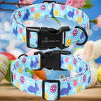ARING PET Easter Dog Collar, Cute Blue Colorful Eggs Rabbit Floral Pet Collars with Quick Release Buckle for Puppy Small Medium Large Boy Girl Dogs-S