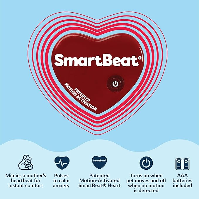 Snuggle Puppy Heartbeat Dog Toy for Puppies, Real-Feel Heartbeat, Calming Sleep Aid and Crate Training Comfort Toy with Heat Pack, Black Plush Design
