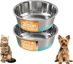 Neater Pet Brands Stainless Steel Dog Bowls with Non-Slip Rubber Bottom – 3 Cup (24 oz), Teal - Set of 2 Heavy Duty Metal Dog Bowls, Dishwasher Safe, Food or Water Bowl, Ideal for Small to Medium Dogs