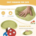 Giantex Cute Cat Tree - 37 Inches Mushroom Cat Tower with 3 Full-Wrapped Sisal Scratching Post, Padded Top Perch, Washable Mat, Multi-Level Cat Activity Tree for Indoor Cats Kitten