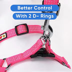 Pawtitas Reflective Step-in Dog Harness – Adjustable No-Pull Vest for Puppies to Seniors, Safe & Comfortable, S Pink