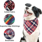 Segarty 10 Pack Dog Bandanas Triangle, 22.8"x15.7" Washable Plaid Bibs Accessories Bulk for Small Medium Dogs Cats Large Puppy, Adjustable Pet Scarf Reversible Boy Pets Birthday Kerchief