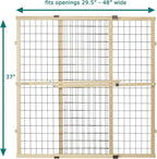 MYPET North States Extra Tall & Wide Wire Mesh Dog Gate: 29.5-48" Wide, 37" Tall, Natural Finish, Made in USA