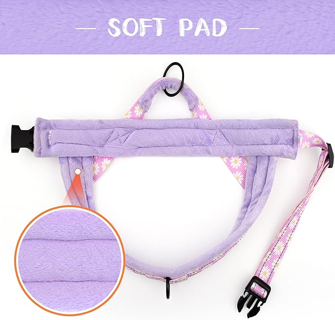 Didog No Pull Dog Harness with Soft Padded, Easy Walk Dog Harness with Quick Release Buckle, Adjustable & Reflective Pet Harness with Soft Padded for Medium Dogs (M:Chest 22-26", Purple)