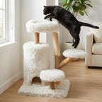 35" Multi-Level Cat Tree with Durable Sisal-Wrapped Posts, Dual Enclosed Condos, Cushioned Perches, and Removable Plush Cover,White