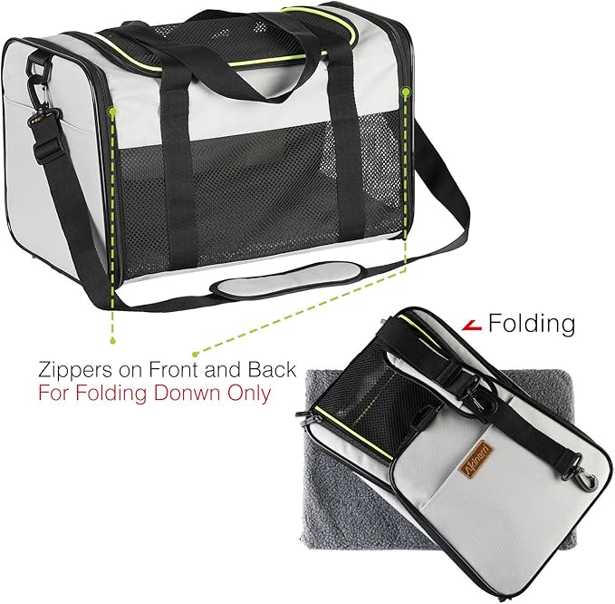 Cat Carrier - Portable Foldable Dog Pet Carrier, Soft-Sided Pet Bag up to 28 Lbs, Airline Approved Travel Puppy Carrier
