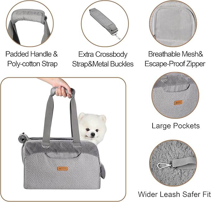 Dog Purse Carrier for Small Dogs Cats Rabbits Up to 12lbs, Lightweight Pet Sling Carriers with Large Pockets, Portable Puppy Soft Sided Tote Bag Carrier for Vet,Hiking,Travel
