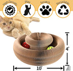 Magic Organ Cat Scratcher Board with 2 Bell Ball, Cat Ball Adventure The Ultimate Interactive Mental Physical Exercise for Indoor Cats Toy