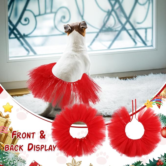 Dog Tutu Tulle Tutu for Dogs Small Large Medium Puppy Dress Ballerina Costume Skirt for Holiday Puppy Cats Bunny Pet Outfit Birthday Wedding Party Photo Prop Supplies(Red)