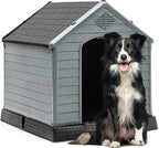 YITAHOME Plastic Dog House, Waterproof Indoor Outdoor Doghouse for Large or Small Dog, with Air Vents and Elevated Floor, Easy Assemble and Clean