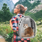 Cat Carrier Backpack, Pet Carrier Backpack Front Pack for Small Medium Cat Puppy Dog Carrier Backpack Bag Space Capsule, Airline-Approved Pet Carrier for Travel Hiking Walking Camping (Grey)