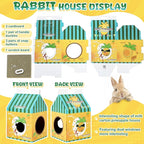 22.7'' x 13'' x 12.6'' Cardboard Bunny Hideout with Scratcher, Cardboard Cat House, Milk Carton Pineapple Room, Playhouse for Small Animals