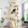 Globlazer 77" Cat Tree for Large Cats, Tall Cat Tower with Scratching Board & Thickened Stable Base, Skin-Friendly Multi-Level Activity Center for Multi-Cat Household, Maine Coon, S77C,Beige