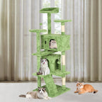 Heavy Duty Cat Tree,70 Inch Tall Cat Tower,2 Cozy Condos,Scratching Posts,Ladders & Sisal Pole,Multi-Level Perches Platforms for Indoor Cats,Sturdy Pet Climbing Furniture,Green