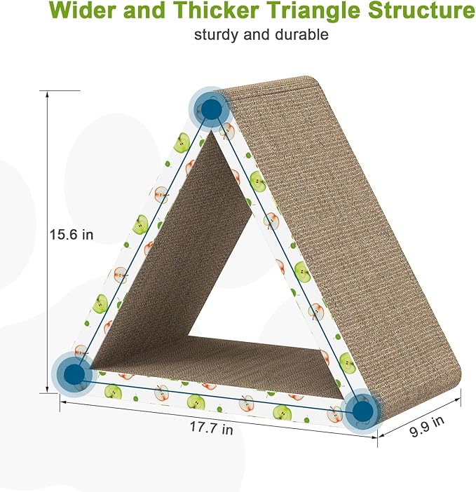 Cat Scratcher, Triangle Cat Scratching Board for Indoor Cats, 6 Usable Sides Cardboard Cat Scratcher with Catnip