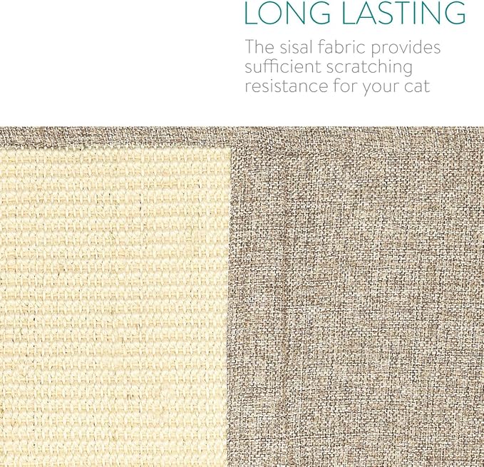 Navaris Cat Scratch Armrest Organizer - Sisal Furniture Protector Scratching Pad for Cats - Scratcher Mat Cover for Sofa Couch Armchair - Light Brown