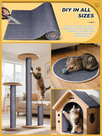 TLNNK 78.7"x15.8" Cat Scratch Mat, Trimmable Self-Adhesive Carpet, DIY Climb Cat Scratcher for Furniture Couch or Wall Protector, Covering Cat Scratching Post Replacement Pads (Dark Gray)