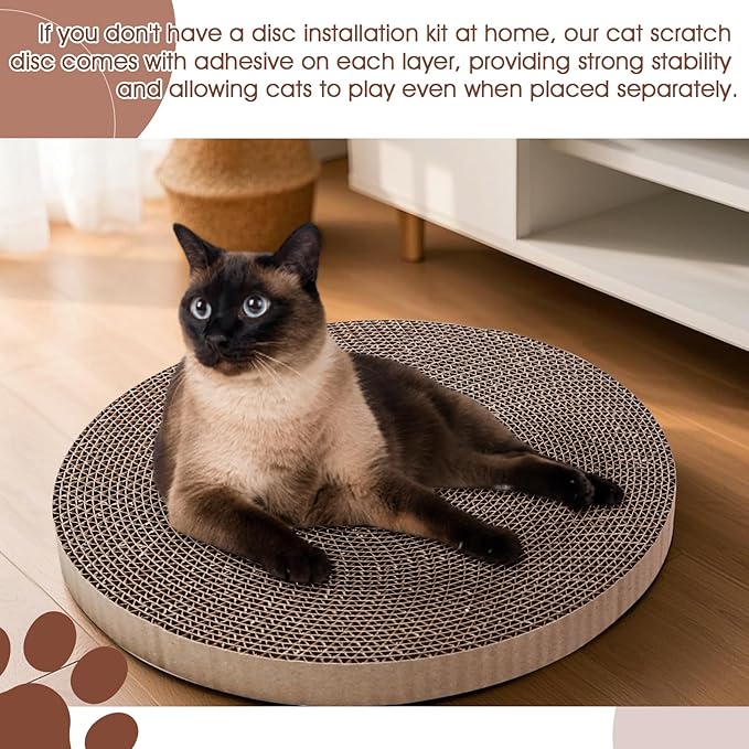 Round Cat Scratcher Refill 10 inch Diameter 7/8 Inch Thickness Circle Cardboard Cat Scratcher Replacement Pads Cat Scratching Boardcat Scratcher Pad for Indoor，1 PCS