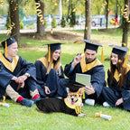 5 Pcs Dog Graduation Costume Set Include 2026 Pet Graduation Gown with Stole Puppy Grad Cap Lensless Glasses DIY Letter Stickers for Dogs Cats Holiday Costume Accessory(Black Yellow,S)
