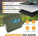 Outdoor Cat House Weatherproof, Insulated Cat Dog Houses for Outdoor/Indoor Cats for Winter, Waterproof Feral Stray Cat Shelter with Warm Cushion for All Seasons, Easy to Assemble, Olive Green