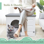 Plastic Cat House Outdoor & Indoor, Feral Cat Houses Waterproof Outdoor Cat House for Feral Cats, Outside Cat Shelter for Small Pet, Assemble and Clean Easily-Grey