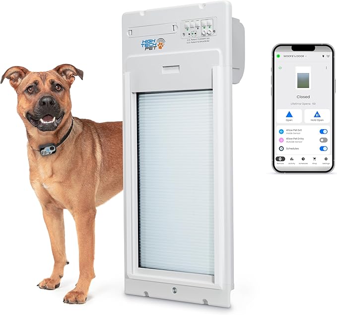 Power Pet Roll Up Automatic Electronic WiFi Pet Door by High Tech Pet - Space-Saving, Pet Operated Dog Door, App Control, Safe, Secure, Air Tight (Door Mount, Medium)