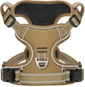 HEELE Dog Harness, Dog Harness for Small Medium Large Dogs No Pull Adjustable Padded Reflective Harness with Handle for Walking Training, Brown, M
