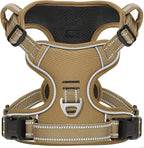 HEELE Dog Harness, Dog Harness for Small Medium Large Dogs No Pull Adjustable Padded Reflective Harness with Handle for Walking Training, Brown, L