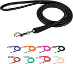 CollarDirect Rolled Leather Dog Leash 4ft, Soft Padded Training Leather Dog Lead 6ft, Puppy Leash Rolled Leather Small Medium Large Black Blue Red Orange Green Pink White (Black, Size XL 6ft)