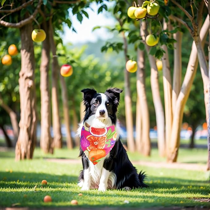 10PCS Dog Bandanas Summer Fruit for for Large Extral Large XL XXL Breed Pink Purple Yellow Blue Kerchief Triangle Bibs Head Scarves for Boys and Girls Grooming Costume