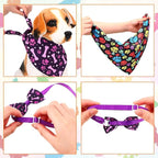 Hosuly 50 Pcs Paw Bone Print Dog Bandana Collar Set Value Package Includes Dog Bow Tie Necktie Collar Pet Scarf Bow Flowers Hexagonal Bowtie Cat Grooming Accessories for Pet Festival Photography