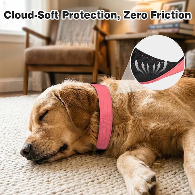 Joytale Tactical Dog Collar for X-Large Dogs with Control Handle, Heavy Duty Military Training Collar for Power Breeds, AirTag Holder Case, Quick Release Metal Buckle, Soft Padded, XL, Pink