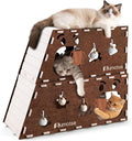 2-Story Large Cat Condo for Indoor Cats with Catnip Toy, Felt Cat Cave House with Scratching Tunnel, No-Tool Assembly Warm Silent Cat Bed for Multi-Cat Households, Durable and Washable, Coffee