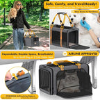 PAWZIDEA Expandable Pet Carrier Airline Approved, 18"×11"×11" Small Dog Carriers, Collapsible Top-Load Cat Carrier for 2 Cats Under Seat, Soft-Sided Puppy & Animal Travel Bag, ID Card, Up to 15lbs