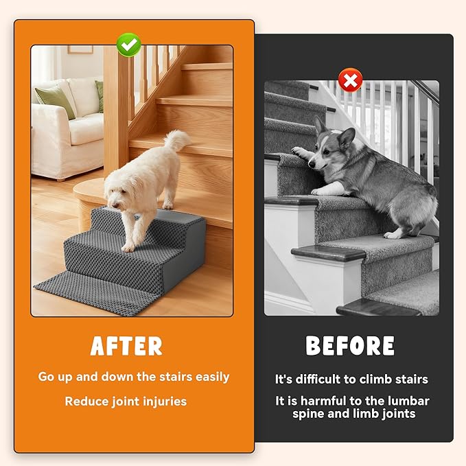 ROYALAY Stair Wedges for Small Dogs, Crystal Velvet Ramps for Dogs Over Stairs, Pet Ramp to Get on Bed with Strong Support for Injured & Aged Pets, 4 pcs