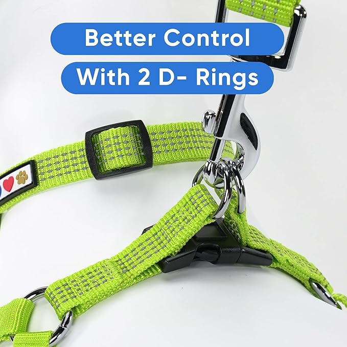 Pawtitas Reflective Step-in Dog Harness – Adjustable No-Pull Vest for Puppies to Seniors, Safe & Comfortable, S Green