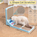 Cat Scratcher Cat Scratch Pad L Shape Wall Mounted Dual Use (Vert/Horiz) Kitten Bunifa Scratching Card Board Vertical Post with Ball Toys Feathers,Protecting Furniture Core is Replaceable Large Blue